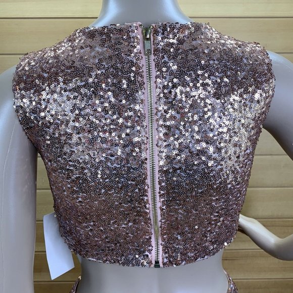 TOBI Rose Gold Dress Sequin Cut Out Mini Dress - Picture 8 of 12